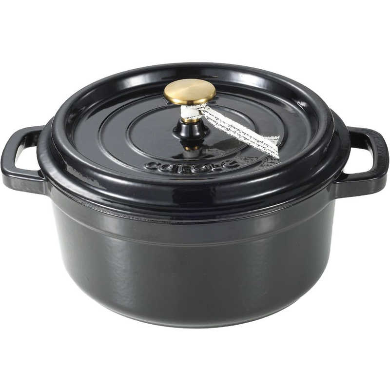 ベストコ　CAROTE(カローテ) ココット鍋 24cm IH ガス火対応 鋳鉄 ホーロー 無水鍋 ブラック　NM-5234