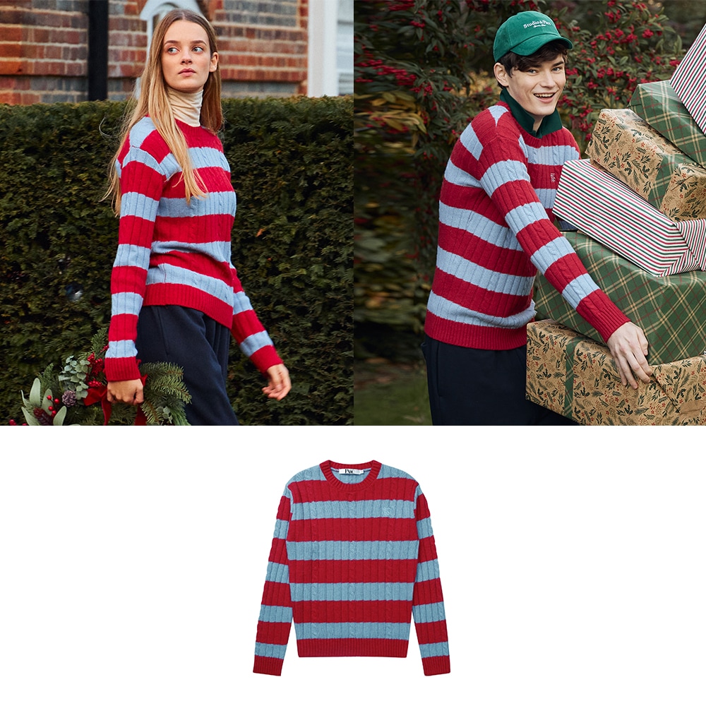 ストライプウールニット