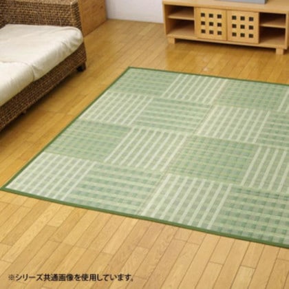 い草花ござカーペット ラグ 『dkピース』 グリーン 江戸間3畳(約174×261cm) 4317553