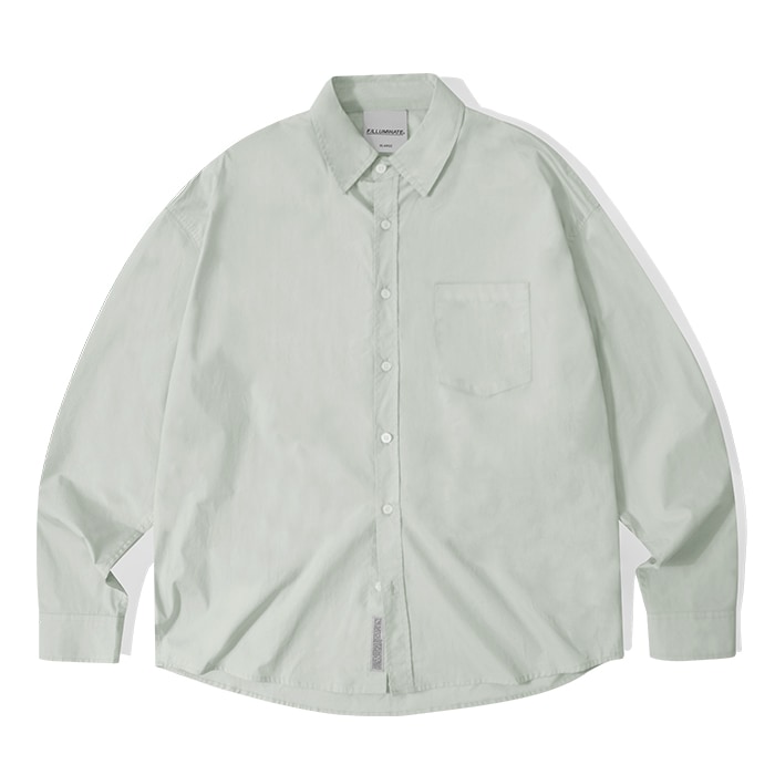 オーバーフィット ウォッシング コットン シャツ-グレー