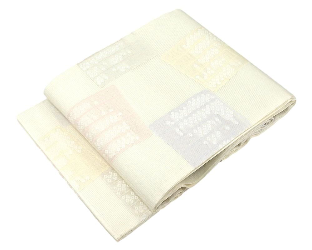夏物 袋帯 新品仕立済 正絹 夏物 佐々木染織謹製 格子匹田模様 袋帯 新品 仕立て上がり