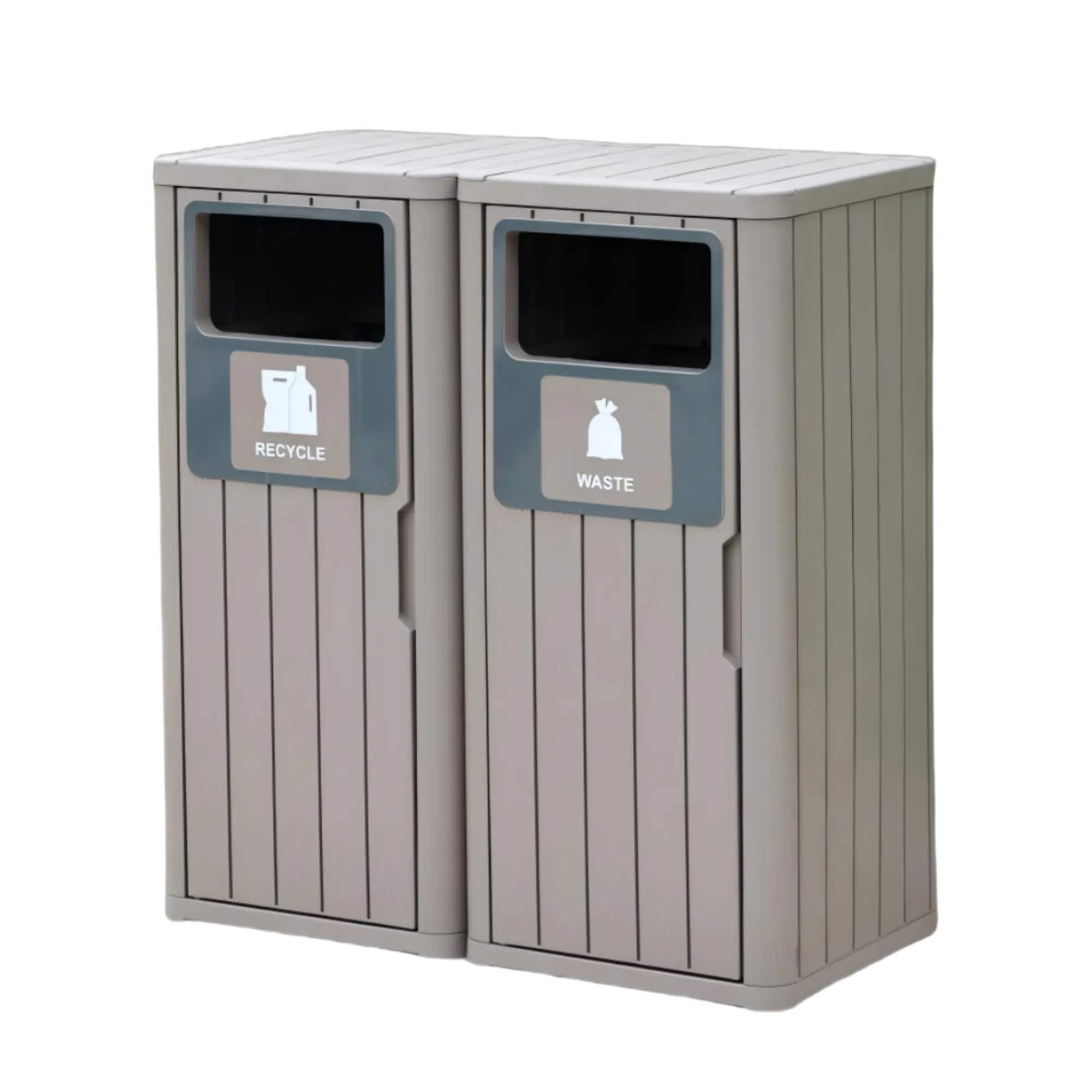 251ゴミ箱 2分割タイプ 屋外 屋外ごみ箱 屋外用ゴミ箱 ストッカー 防水/耐侯 ゴミストッカー 防鳥 大容量 物置 屋外収納庫 ゴミボックス 倉庫 DIY 頑丈 ごみ収納庫 家庭用