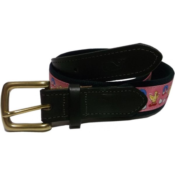 ヴィニヤードヴァインズ 本革製 レザー 布ベルト アメリカ製 ピンク vineyard vines VV4-002