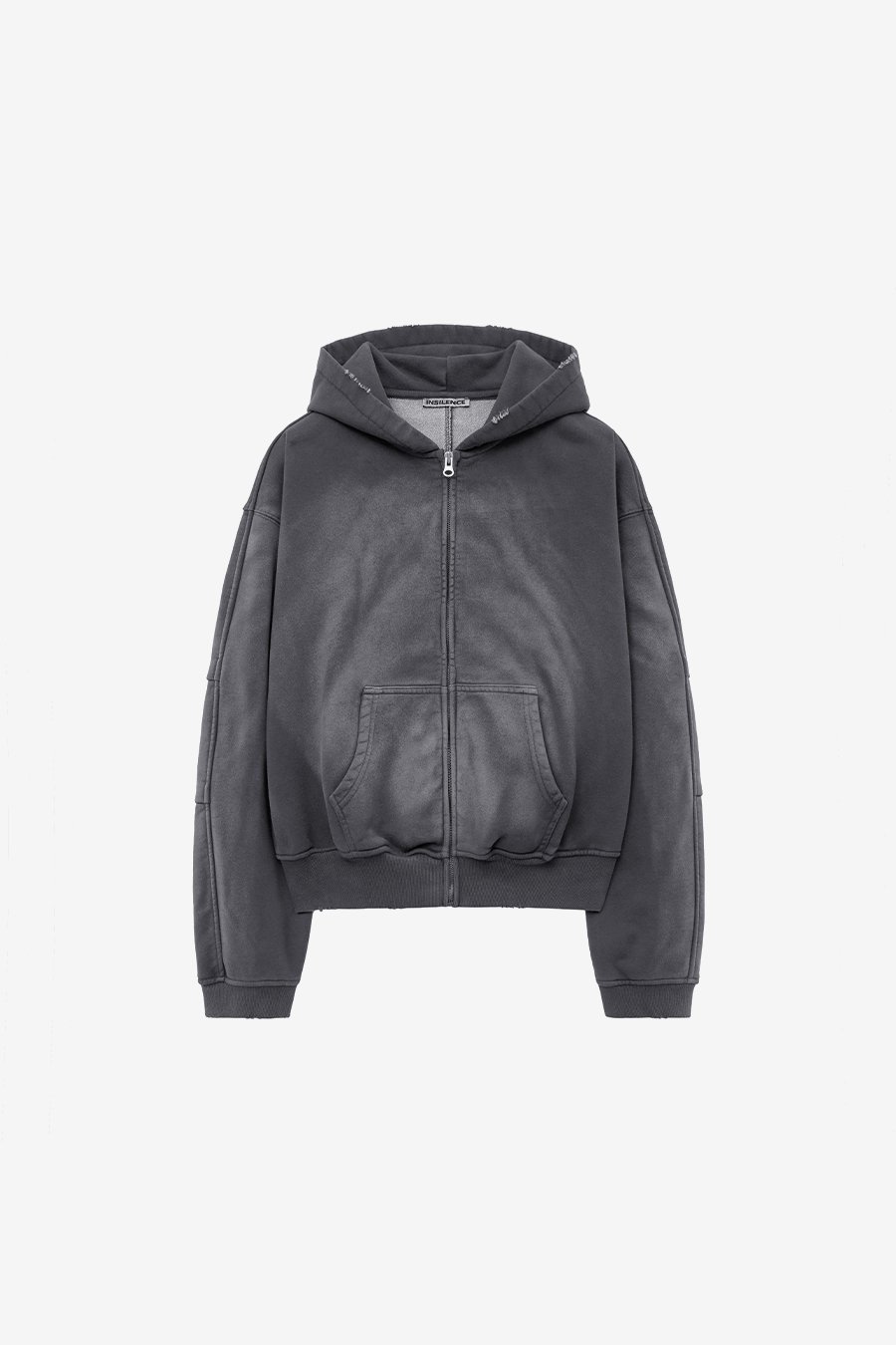 【INSILENCE】 WASHING DART HOODED ZIP-UP : CHARCOAL