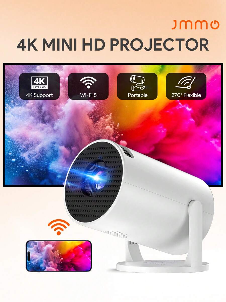 WiFi 5対応 4K 1080P対応 自動台形補正 270回転可能 ポータブルプロジェクター ホームシアターレベルの映像を提供