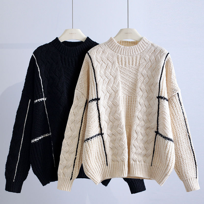 ベーシックニット ニッチデザイン パッチワーク コントラストカラー ツイスト 百掛け 着痩せ セーター 高級感 怠惰風 ニットカーディガン