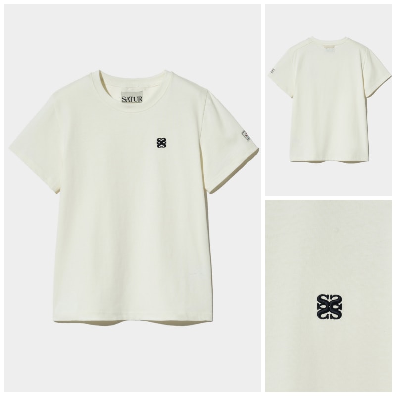 【SATUR】(W) CLASSIC SMALL LOGO T-SHIRT : RESORT IVORY