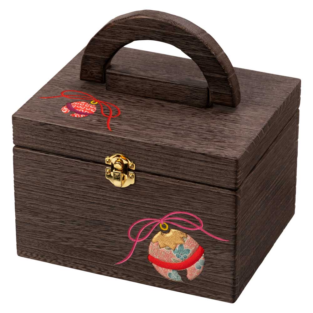 ソーイングボックス・小 (042)　鈴　裁縫箱　木目込細工　桐製・時代仕上　箱長の桐工芸品　日本製　東京浅草の木製品 8,954円