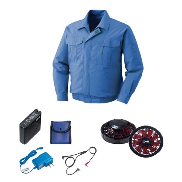 KU90550 空調服 綿薄手 FAN2200BR/LISUPER1セット ライトブルー L