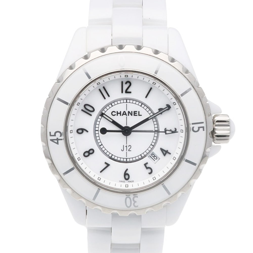 シャネル J12 腕時計 ホワイトセラミック H0968 クオーツ 1年保証 CHANEL 中古