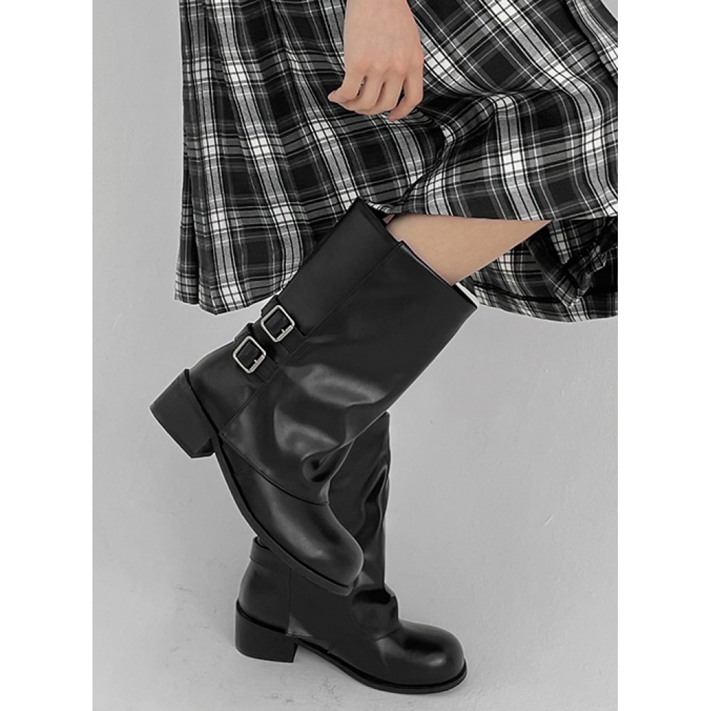 ブラックアップ ディセンテ バックル フォールディング ミドルブーツ