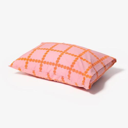 WARMGREYTAIL ブロッサム チェック 枕カバー Coral