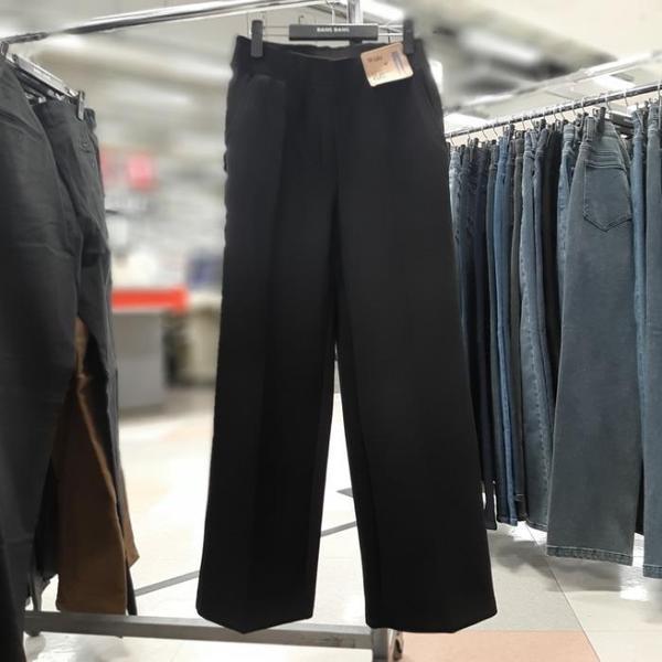 HC09 女性 裏起毛 ストレート ベーシック ワイドバンディングパンツ 冬の新作 裏起毛バンド ワイドスパン (S42288499)