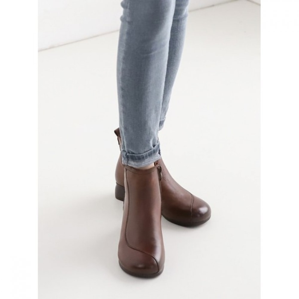 [Ninas Paris] サイドラインインシジョンカウハイドアンクルブーツ