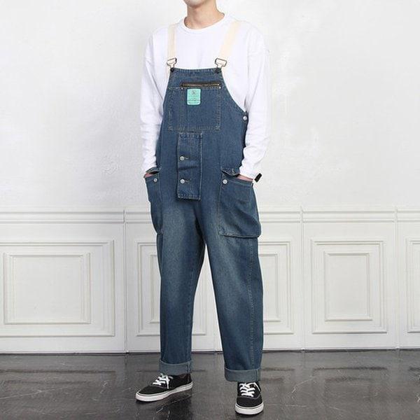 1Pオーバーオール配色ジャンプスーツ