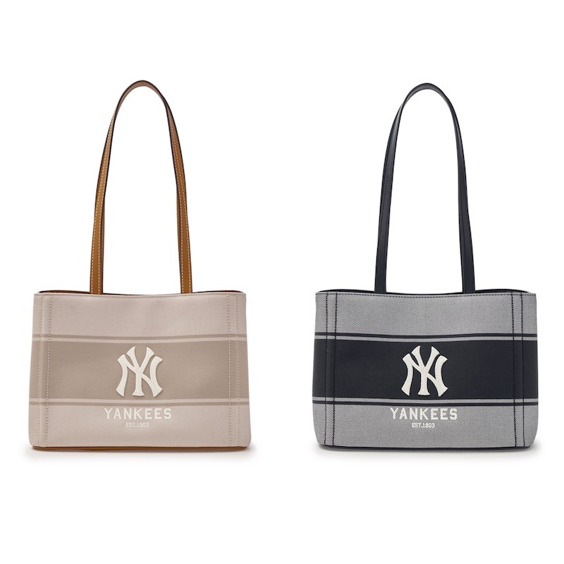 3ABQB015N 正規品保証 関税負担なし 韓国限定販売 [25S新商品] バーシティー レタリング キャンバス ショルダーバッグ ニューヨーク ヤンキース