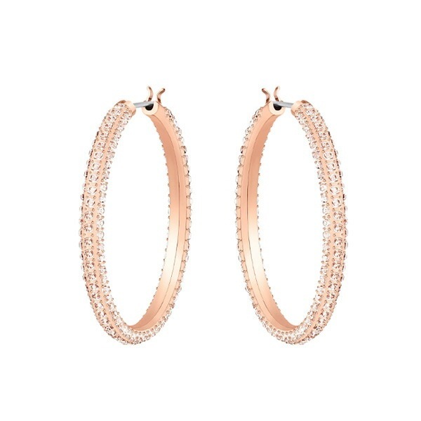 ストーンフープピアス 大ぶり クリスタル ローズ 5383938