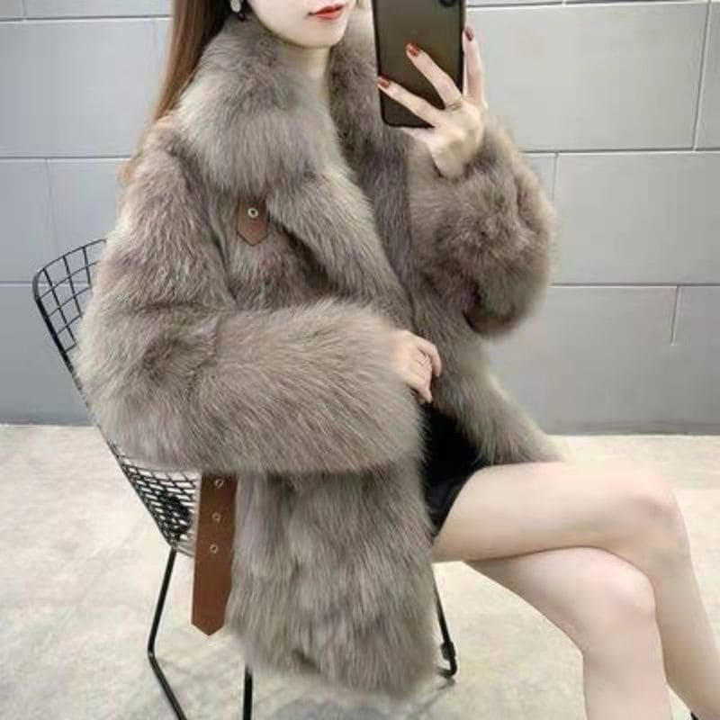 韓国ファッション 毛皮アウター フェイクファー コート レディース ジャケット セミロング ボアコート
