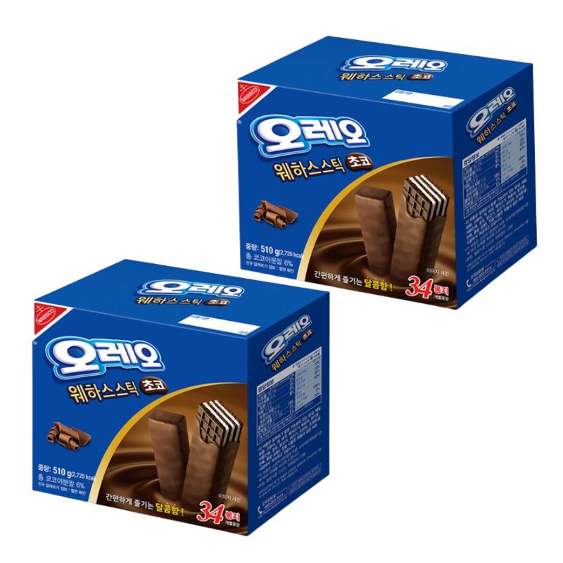 [大容量セット/1+1] オレオウエハースティックチョコ 510g (34個入) x 2p 韓国のお菓子 人気おやつ 4,845円