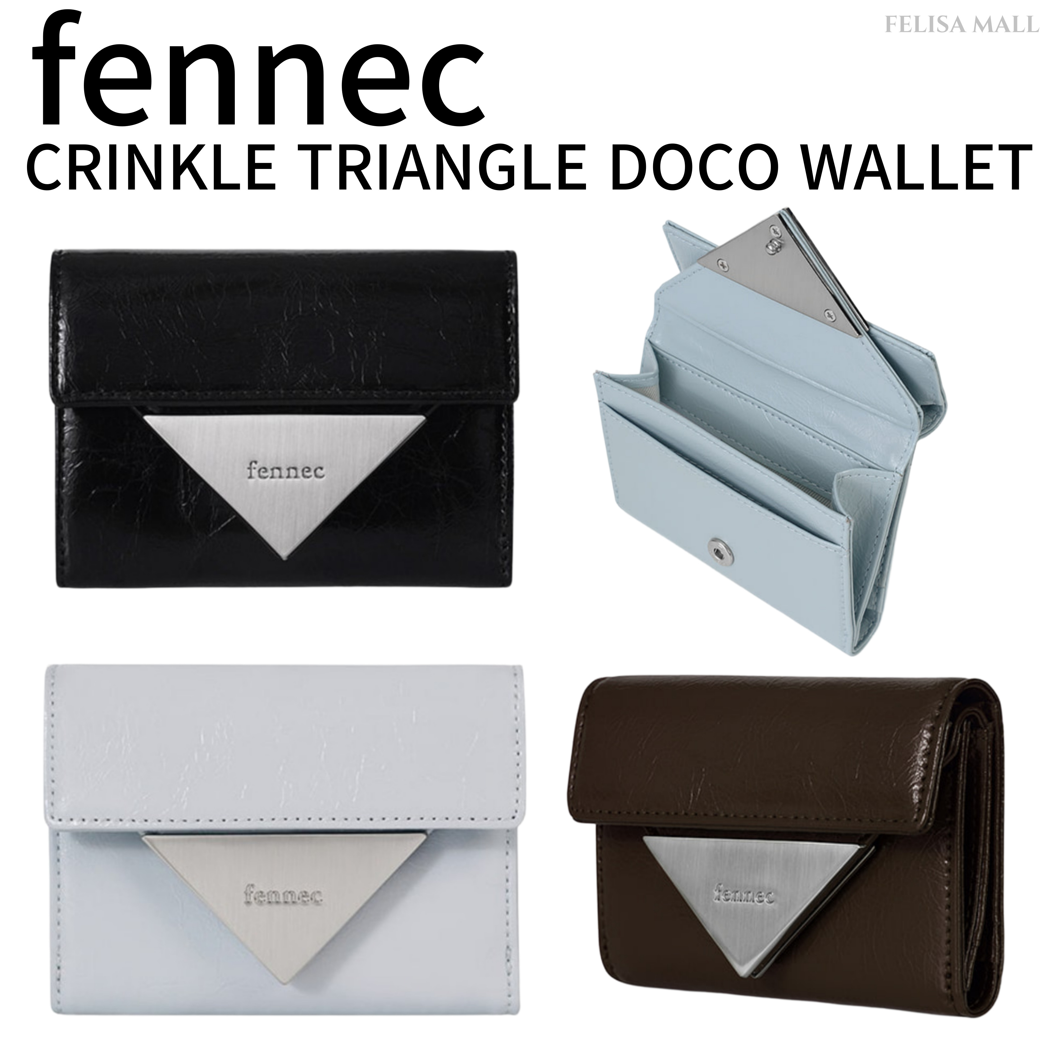 [FENNEC] CRINKLE TRIANGLE DOCO WALLET コイン収納 三段財布 韓国人気
