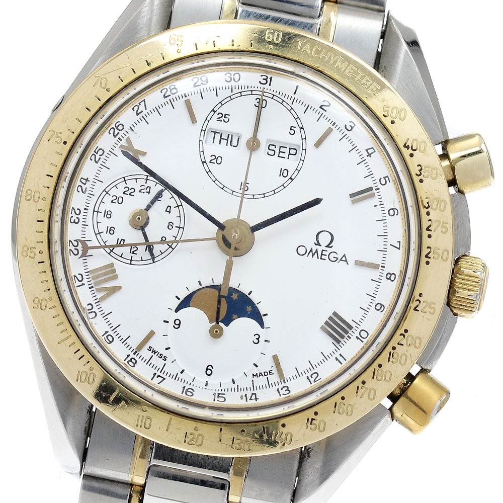 オメガ OMEGA 175.0034 スピードマスター クロノグラフ トリプルカレンダー YGベゼル 自動巻き メンズ 保証書付き_868301【中古】