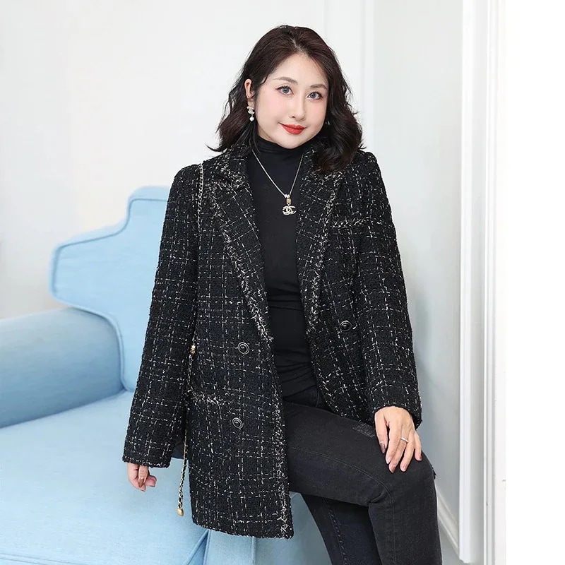 大きいサイズ レディース スーツ ジャケット 太mm ゆったり 大きいサイズ スモール フレグランス スタイル ジャケット レディース ウール 200ポンド レディース ファッション スタイル