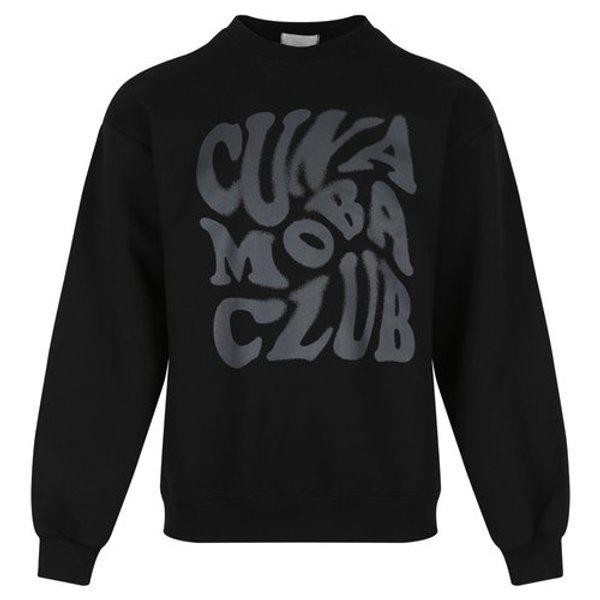 メンズウィンターセミオーバーフィット起毛レタリング 맨투맨 RB-TSK-Q061-ブラック