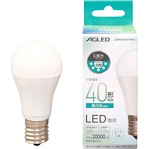 アイリスオーヤマ LED電球 E17 広配光 40形相当 昼白色 LDA4N-G-E17-4T