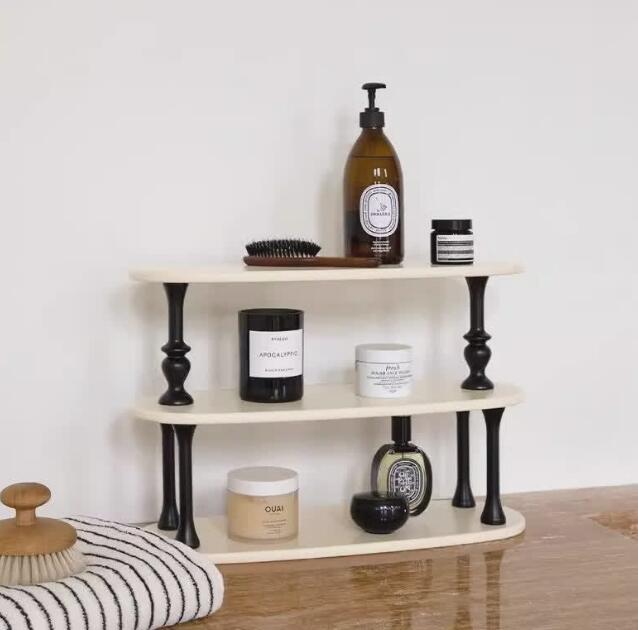 化粧品のデスク収納ラック　玄関収納棚　香水収納ラック　無垢材収納棚 ローマ風天然木置物ラック