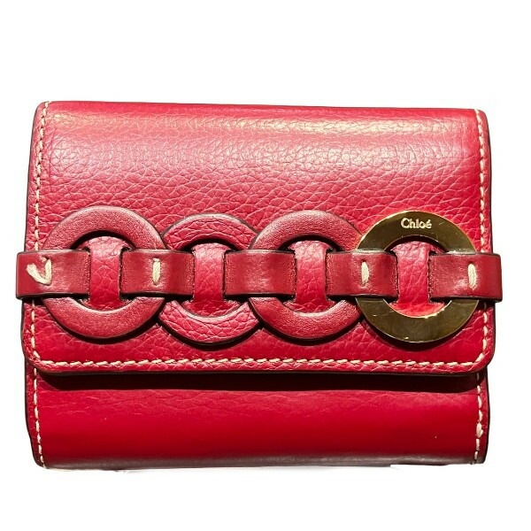 クロエ Chloe ダリル レッド 3つ折り財布 ミニウォレット レディース 【中古】