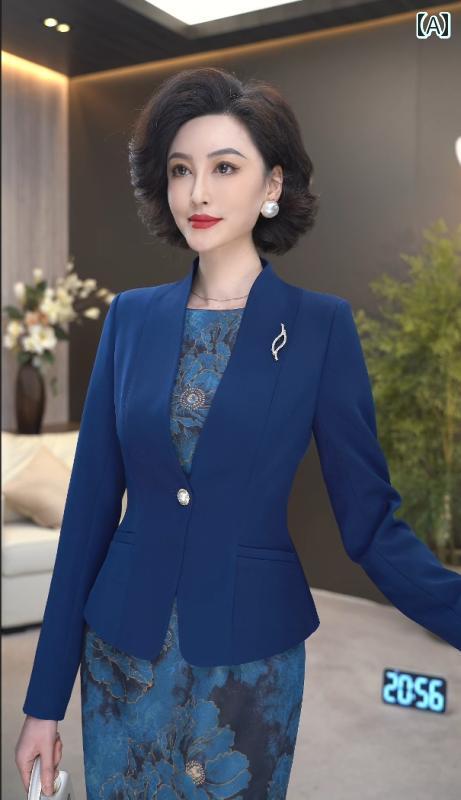 ビジネス　スーツ　ジャケット 2025 春 ツイル ドレープ シワ 防止 エレガント ファッション スーツ ショート トップ ジャケット WF 2112