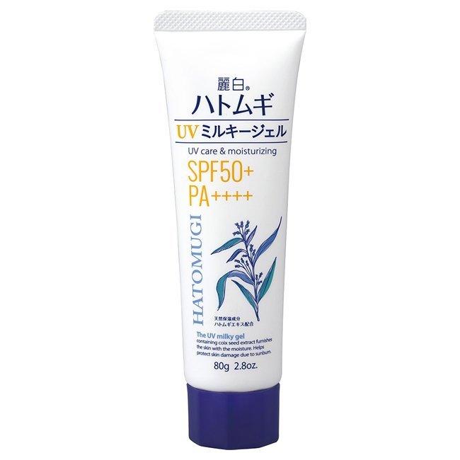 熊野油脂 麗白 ハトムギ UVミルキージェル SPF50+ PA++++ 無香料・無着色 チューブタイプ 80g 48セット 【ケース販売】