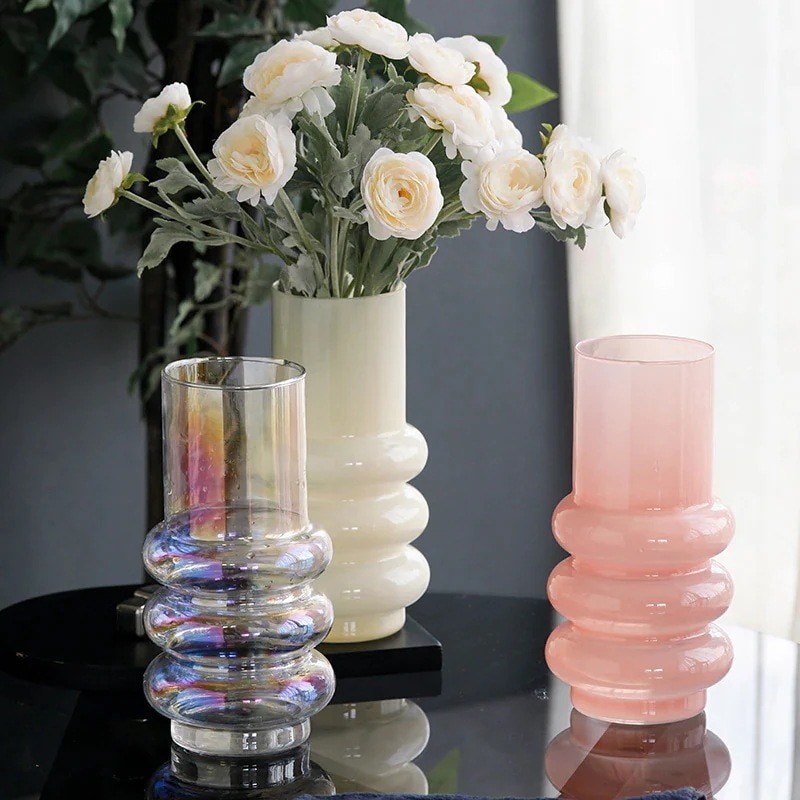 【20点セット】【送料無料】欧風レトロガラス花瓶リビングオフィス小花瓶花器高級感ある装飾工芸品置物