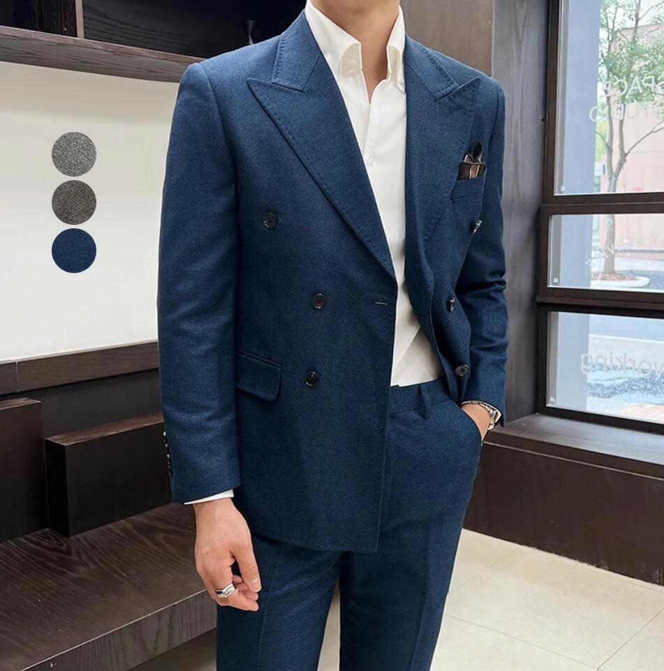 超人気 メンズスーツ 紳士服 大きいサイズ ダブルスーツ 高級感 フォーマルスーツ 上下セット 2点 ジャケット+パンツ セットアップ スーツセット ビジネススーツ 通勤 入社 卒業 成人式スーツ ス