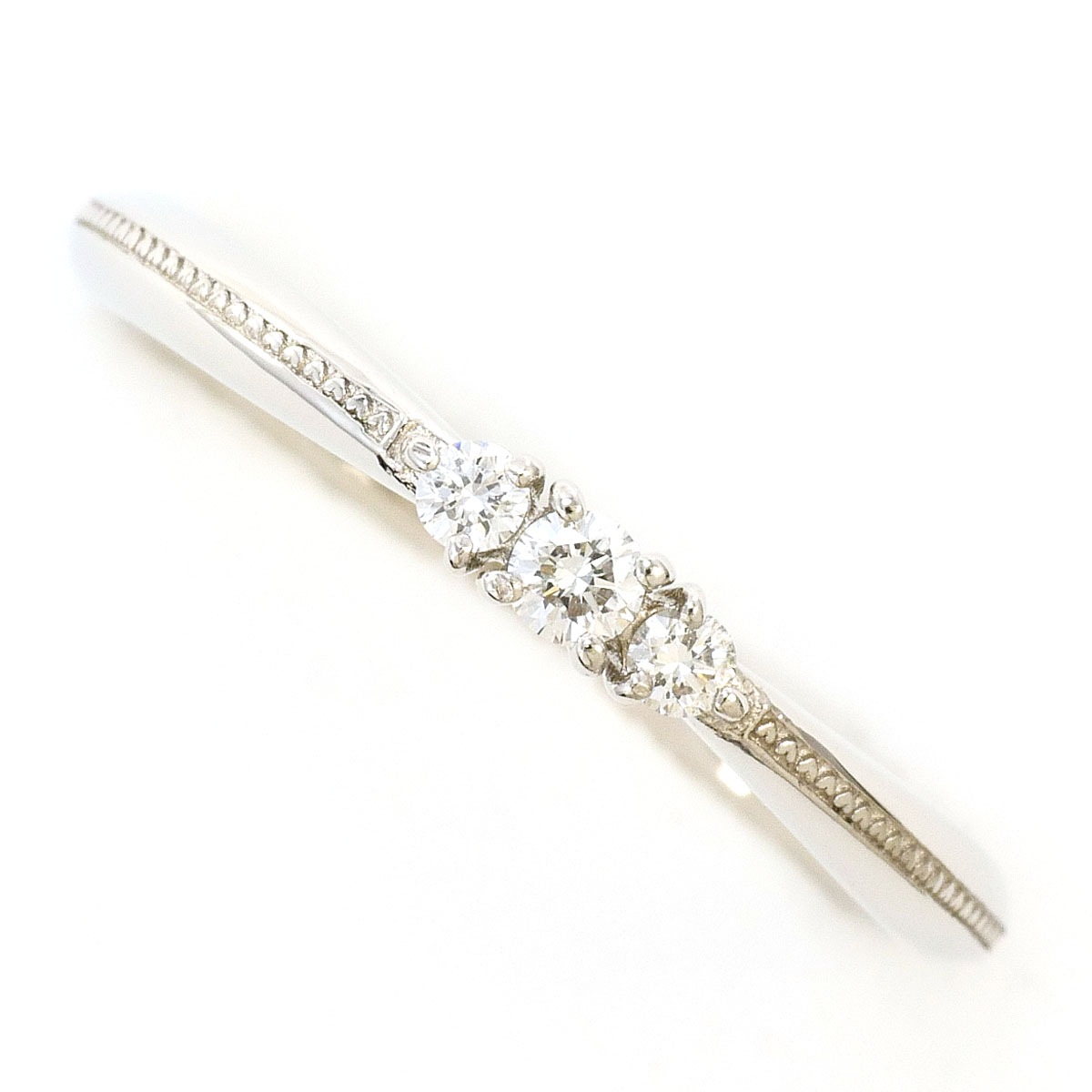 PT900 プラチナ リング・指輪 10号 ピンクトルマリン ダイヤモンド 0.07 ct 総重量約2.4g 中古