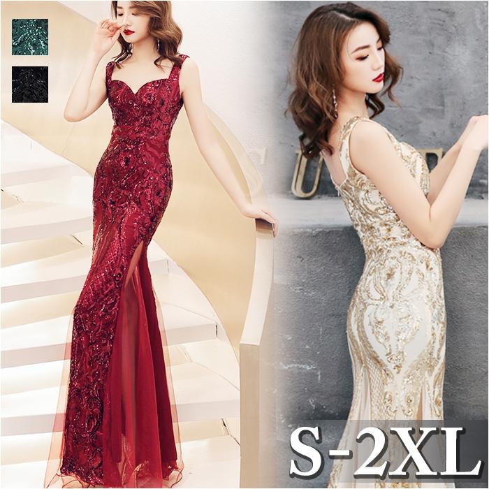 ワンピースイブニングドレス 通販イブニングドレス マーメイド ロングドレス パーティドレス ナイトドレス タイト 細身 ドレス ロング丈 レース スパンコール パーティ パ ワンピース