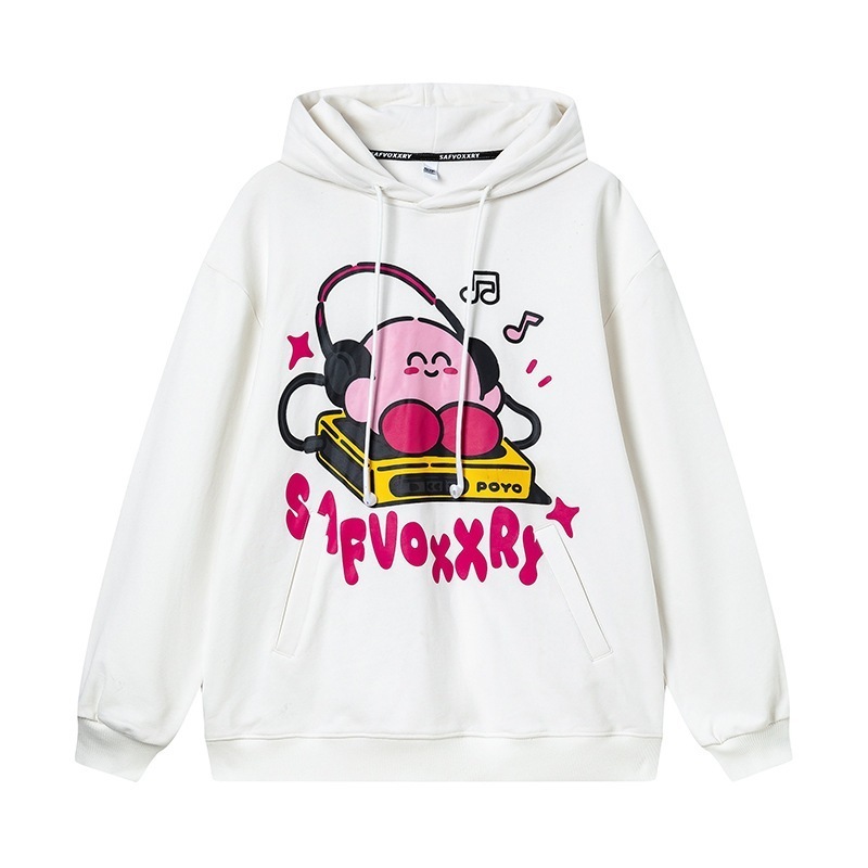 トレンドブランドカービィニッチデザインフード付きトレーナーカップルオーバーサイズゆったりカジュアル万能トップス