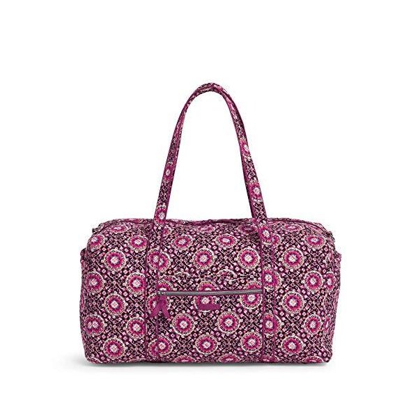 Vera Bradley Women s Signature Cotton Large Travel Duffel Travel Bag， Raspberry Medallion， One Size