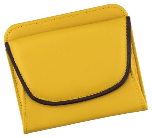 ガバット開く！ラム革コンパクト財布 (イエロー)