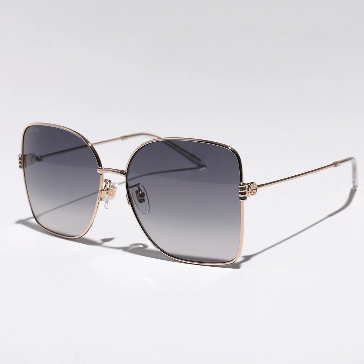 GUCCI グッチ サングラス GG1282SA レディース バタフライ型 メタルフレーム 細フレーム クリングスタイプ ロゴ アイウェア 002/GOLD-GOLD-GREY