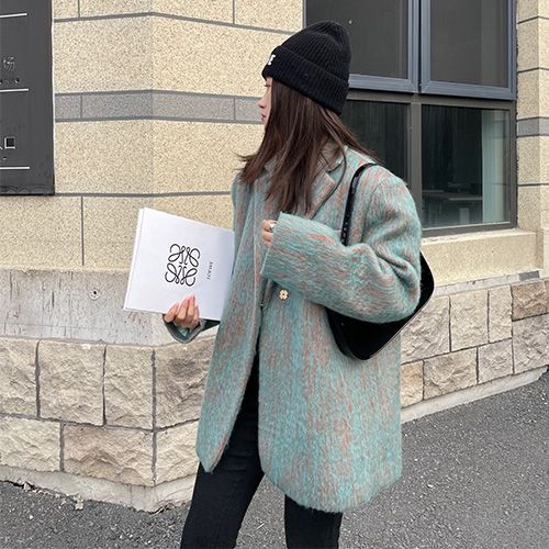 日本のシンプルなウールのコートストレートロング気質のコート暖かいジャケット