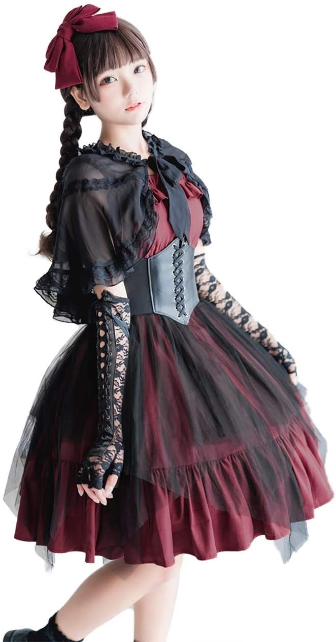 ロリータワンピースゴスロリ風 レディースコスチューム ゆめかわいいお嬢様系 コルセット付き ハロウィ