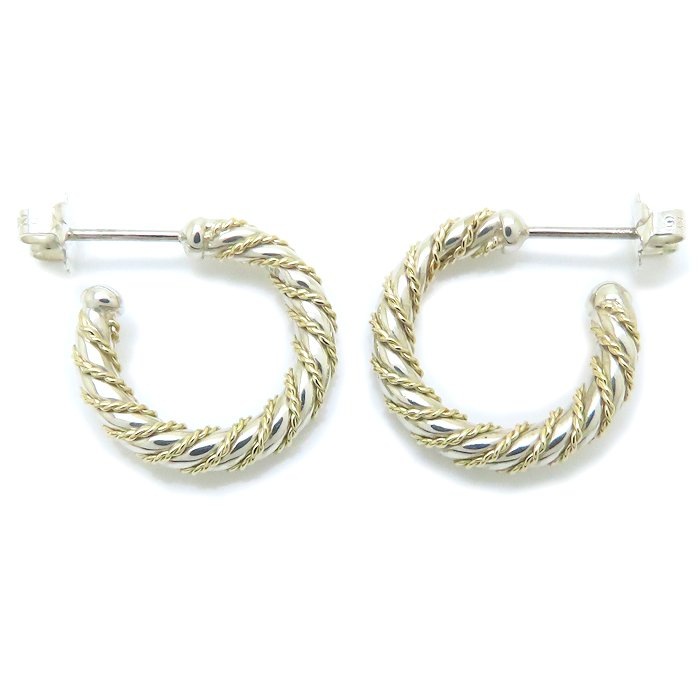 ツイスト フープ ピアス シルバー925xK18YG イエローゴールド /294022【中古】