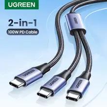 UGREEN 100W 2 In 1 USB C to USB C PD 高速充電 iPhone 15 Pro Galaxy S24 ラップトップ 5A USB タイプ C 充電ケーブル 2 in