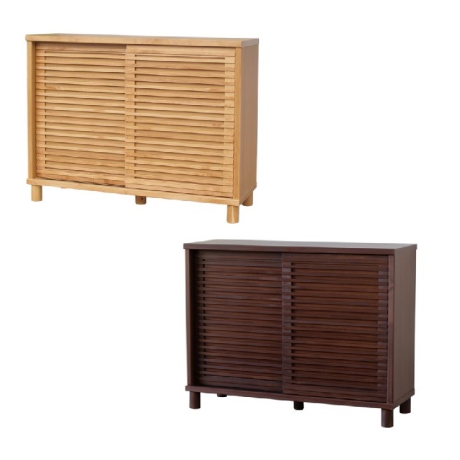 シューズボックス ISSEIKI 幅116 下駄箱 靴箱 引き戸 木製 玄関収納 薄型 コンパクト