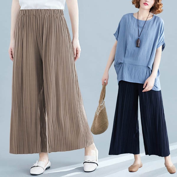 ガウチョパンツ 即納 黒 紺 ベージュ スカーチョ プリーツ レディース ワイドパンツ7279246 5,512円