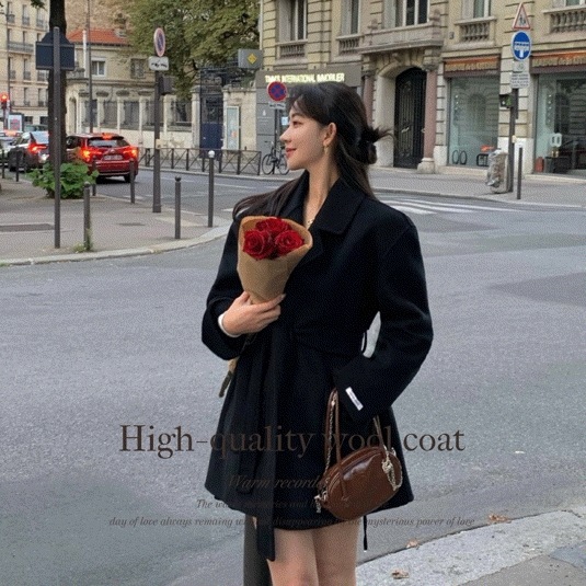 [ウール100% / ハイクオリティ] ウール ハンドメイド コート ハーフ ルーズフィット カラー ウール jk ジャケット 冬