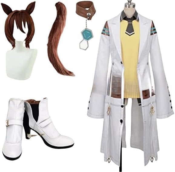 ウマ娘 プリティーダービー アグネスタキオン コスプレ衣装 耳尾 ウィッグ靴 付き