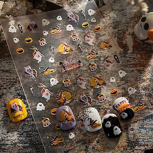 【1点ご購入 で10点プレゼントいたします】エンボス魔女ネイルシールハロウィンシリーズダークテイストのデコレーションシールをアレンジ