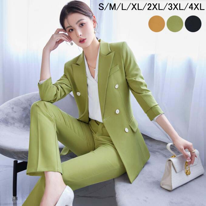 上品 ビジネススーツ カジュアルスーツ 大きいサイズ フォーマルスーツ 面接 就活 通勤 レディース スーツ パンツスーツ 2点セット ジャケット+パンツ リクルートスーツ 七五三 セレモニースーツ